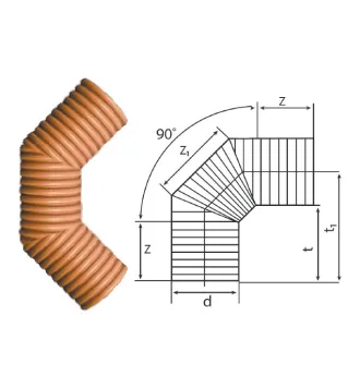 Отвод 90° ПП 160/136 канализационный гофрированный SN8-SN16